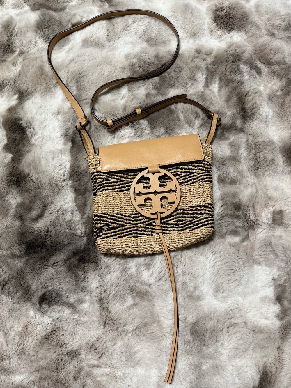 Tory Burch Miller Stripe Straw Crossbody